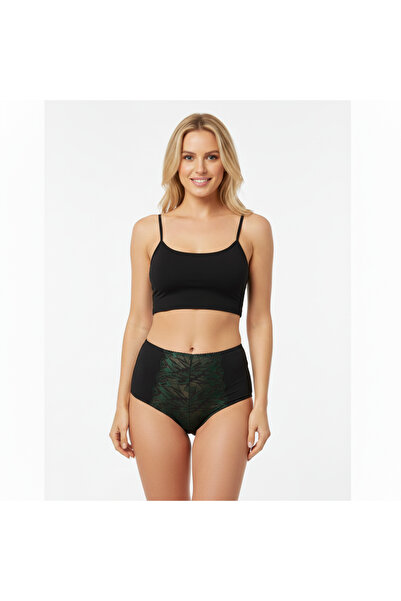 BONBON Women's Satin Lace Front High Waist Slip Panties Bb2063