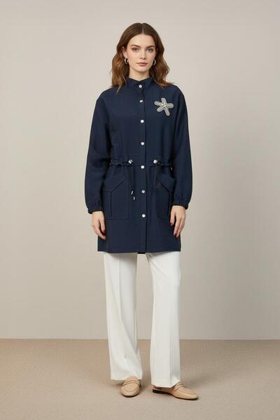 Puane Kadın Beli Tünelli ve Aksesuarlı Tunik - 10741TUN - NAVY