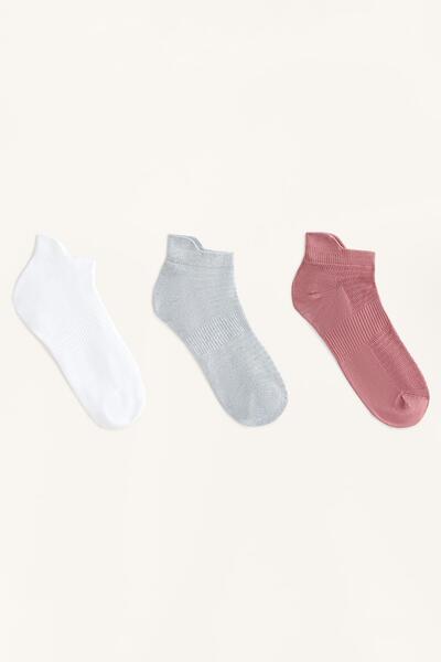 Oysho 3 pairs of sneaker socks with tongue in polyamide blend