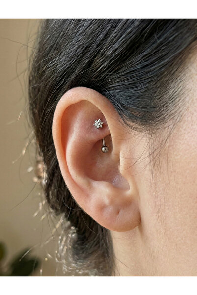 alysa jewelry Cerrahi Çelik çiçek rook Piercing