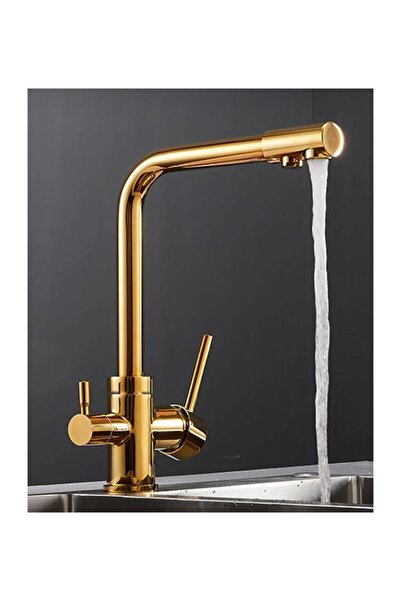KCA ARMATÜR Prestige GoldLine 3 Yollu Arıtmalı Mutfak Bataryası – Gold Kaplam...