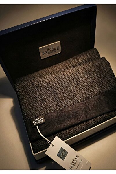 Exve Exclusive Navy Blue Elegant Knitted Pattern Double-Sided Wool Scarf in Gift Pu Leather Box Shawl Ribbed Knit