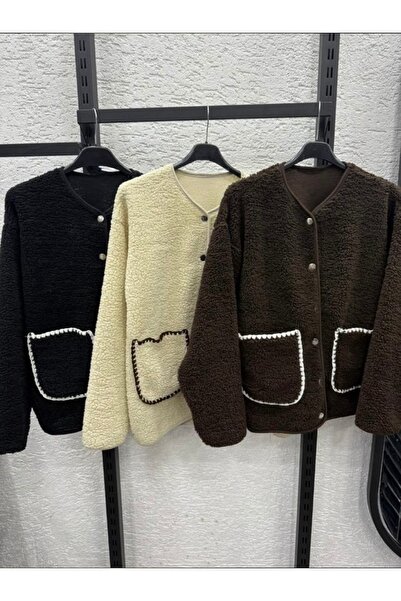 NOVİ Kürk Görünümlü Peluş Ceket Bej