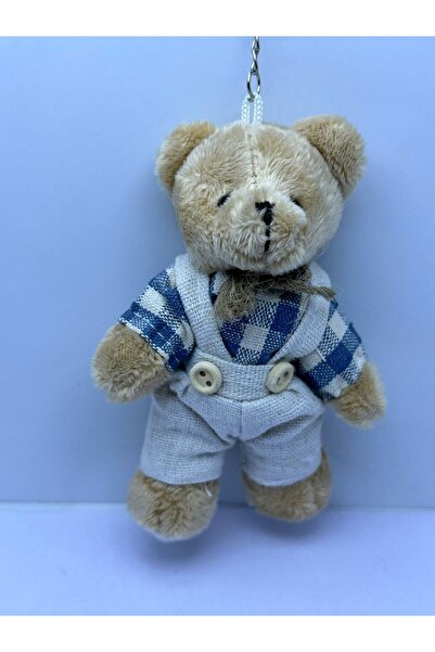 grs oyuncak سلسلة مفاتيح على شكل دمية دب من القطيفة باللون الأزرق