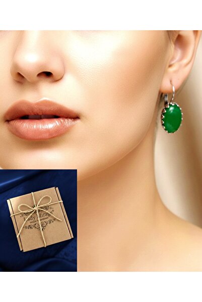 LADYMİRAGE Jade Stone Steel Design Earrings