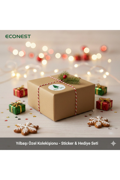 EcoNest Yılbaşı Hediye etiketi–Paket süsleme–Ajanda 12 Adet Mutlu Yıllar Noel...