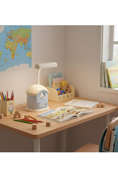 Sunalis Aksesuarlı Mini Karakterli Kumbara Mavi Masa Lambası