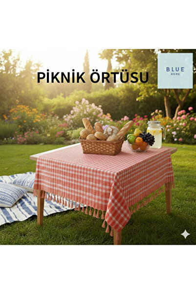 Style Covoraș de picnic Blue Home, cu carouri roșii, pentru tacâmuri multifun...