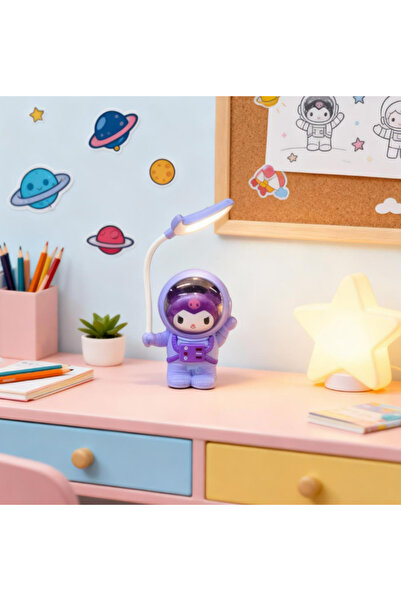 Sunalis sanrio kuromi hello kitty melody figürlü astronot model şarjlı masa/g...
