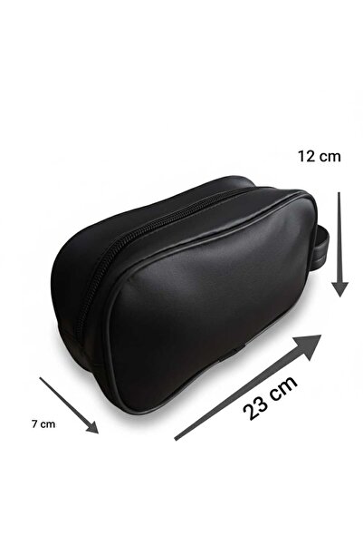 J.PARS Чорна шкіряна сумка для особистої гігієни та подорожей великого об'єму