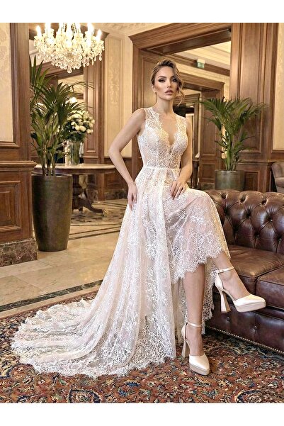 E&L Company 12cm Sade Beyaz saten kumaş Gelin, Nikah ayakkabısı.