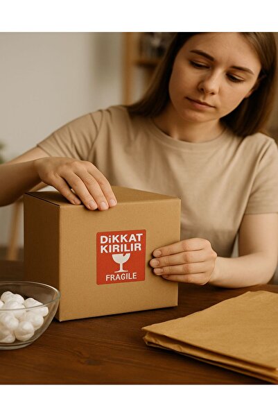 PackMai 100×100 mm 1 Roll-250 Pieces Matte Caution Fragile Warning Label, Fragile Item, Glass and Porcelain