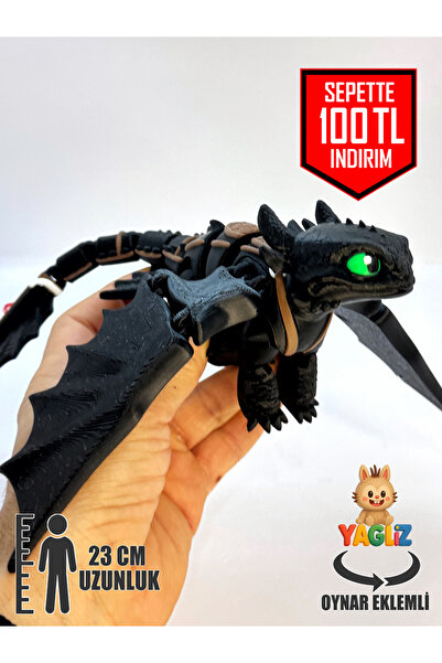 YAGLİZ Premium Özel Seri Dişsiz Ejderhanı Nasıl Eğitirsin Toothless Figürü Tüm Eklemleri Hareketli Oyuncak