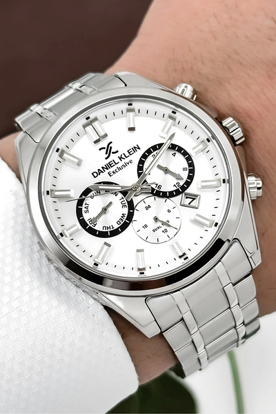 Daniel Klein Exclusive Erkek Kol Saati Çelik Kordon&Kasa Gümüş-Beyaz sddk100
