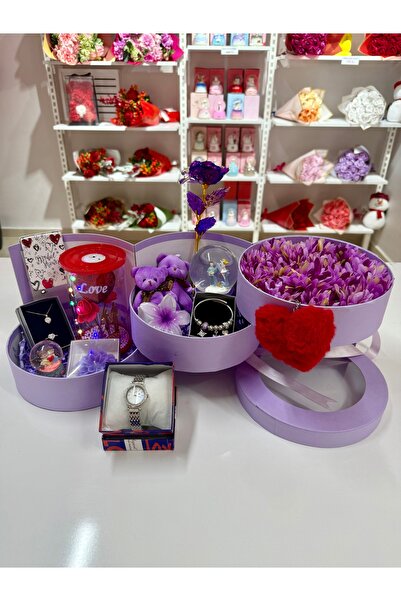 AYIEVRENİ Mor Kat Kat Mutluluk Evreni Sevgiliye Hediye Kutusu
