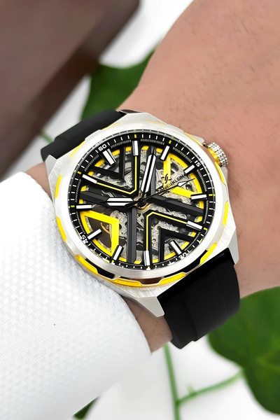 Daniel Klein Silikon Kordon Çelik Kasa Otomatik Mekanizma Erkek Kol Saati Siy...