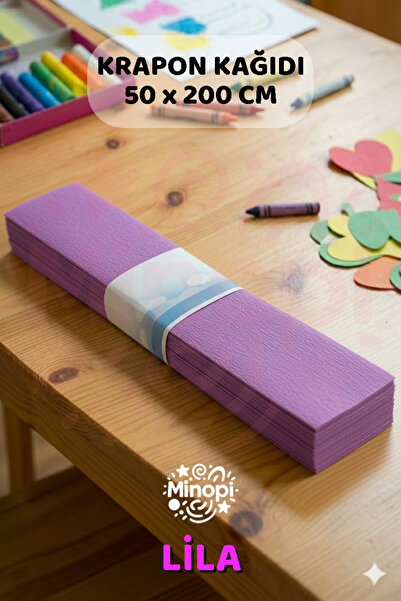 Minopi Lila Krapon Kağıdı 10'lu Paket Renkli El İşi Kağıdı Okul Anaokulu Süsleme