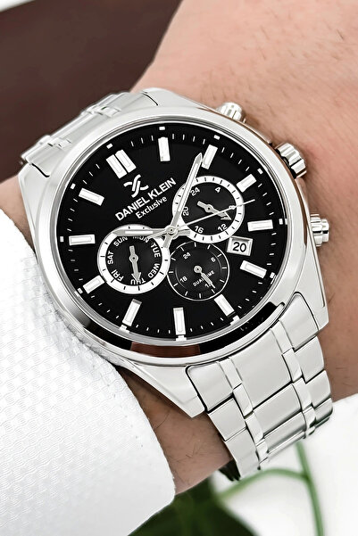 Daniel Klein Exclusive Erkek Kol Saati Çelik Kordon&Kasa Gümüş-Siyah sddk100