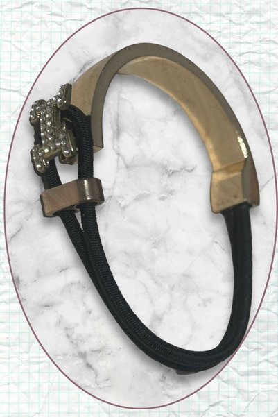 Moda Accessories Gold Zircon H Black String Bracelet