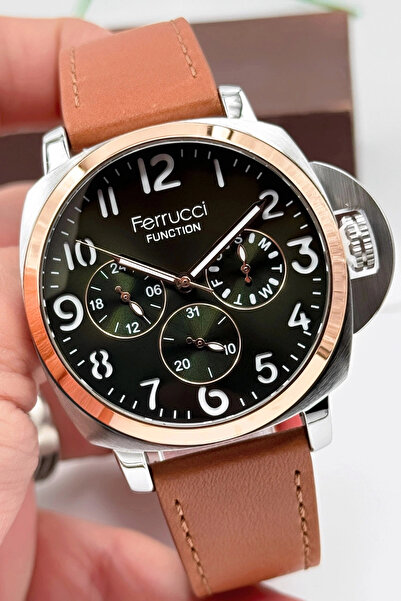 Ferrucci Men's Wristwatch - Tan Leather Cord, 3Atm Bracelet, Gift Sdfer141