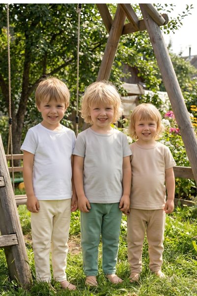 Krazber 3-Piece Baby Basic Pants Set – Mint/Cream/Beige | 6-36 Months | %100 Cotton, Unisex Bottom