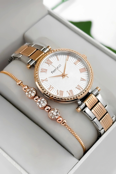 Ferrucci Çelik Kordon & Kasa Kadın Kol Saati, 3atm Suya Dayanıklı Rose-gümüş Sdfer178