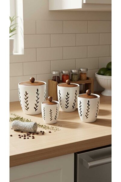 Generic A set of luxurious ceramic storage containers with a sleek and modern design – a touch of beauty and perfect organization for the kitchen.