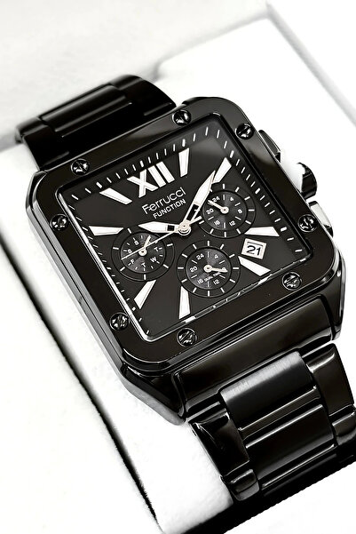 Ferrucci Function Men's Wrist Watch, Steel Band 3Atm Water Resistant Black Sd...