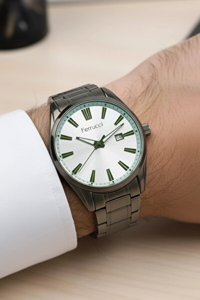 Ferrucci Takvimli Erkek Kol Saati Çelik Kordon 3 Atm Suya Dayanıklı Bileklik Hediyeli Füme sdfer029