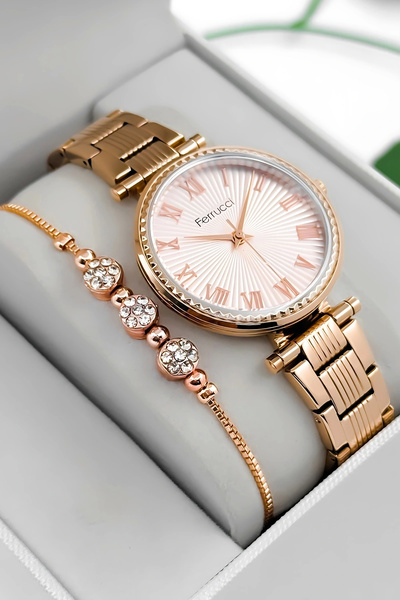 Ferrucci Çelik Kordon & Kasa Kadın Kol Saati, 3atm Suya Dayanıklı Rose Sdfer178