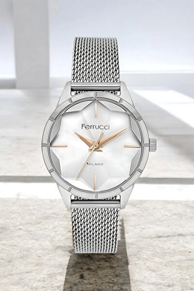 Ferrucci Şık Çelik Kasa Ve Hasır Kordon, Kadın Kol Saati, Orijinal Ve Garanti...