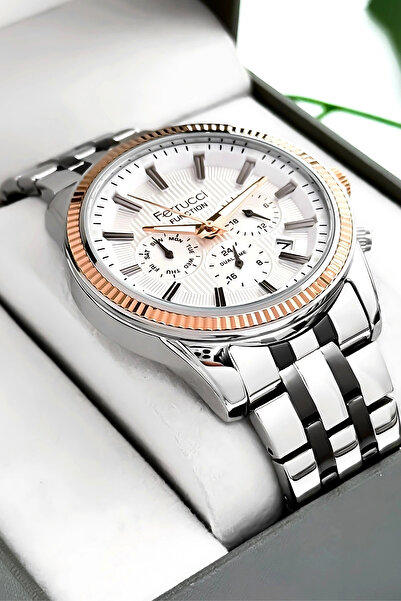 Ferrucci Function Men's Wristwatch Steel Cord Silver-White Bracelet Gift 3Atm...