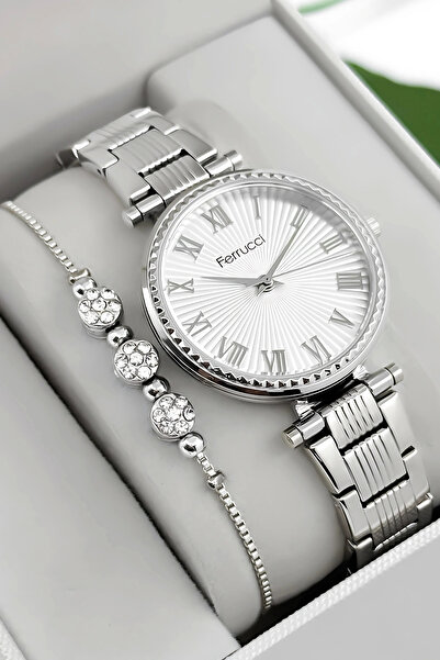 Ferrucci Steel Cord & Case Women Wrist Watch, 3Atm Water Resistant Silver Sdf...