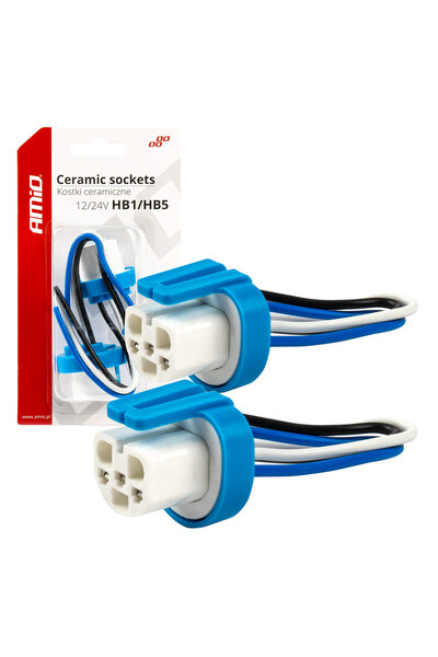 AMIO Set de 2 dopuri ceramice drepte, soclu HB1, HB5, rezistente la căldură