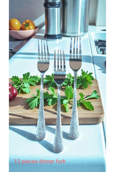Storeway 12 قطعة من شوكة العشاء المصنوعة من الفولاذ المقاوم للصدأ باللون الفضي