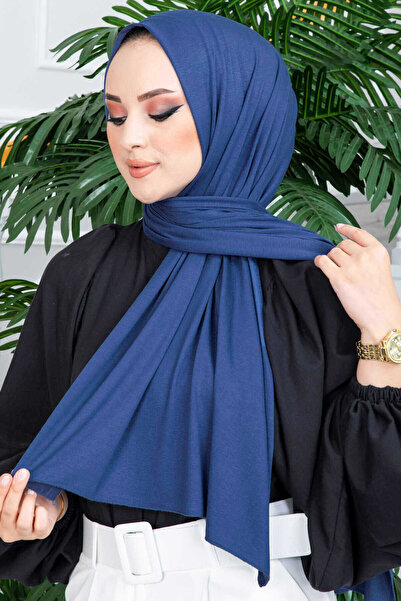 FRESCO SCARFS Hijab pentru îmbrăcăminte islamică bumbac moale Şal P.ALBASTRU