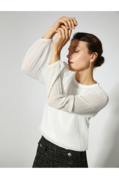 Koton Podšitá šifonová halenka s dlouhým rukávem