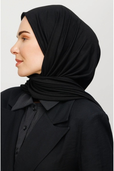 FRESCO SCARFS حجاب حجاب شال قطن ممشط أسود