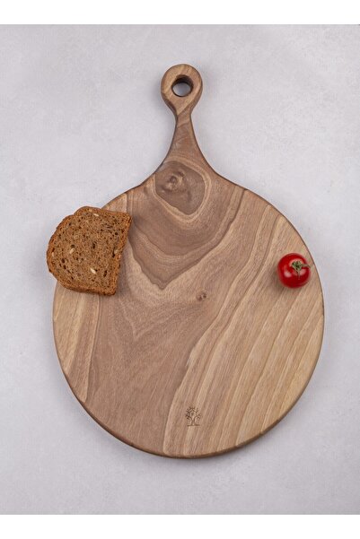 Öz ahsap لوح تقطيع دائري فاخر مصنوع يدويًا من خشب الجوز الداكن مقاس 30 سم