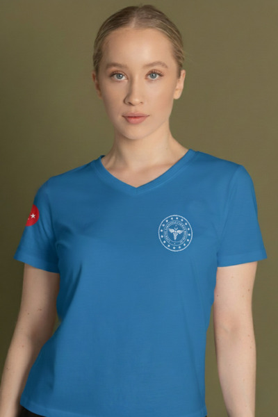 Pratik Medikal تي شيرت فيروزي 112 للطوارئ للعناية الصحية برقبة على شكل حرف V ...