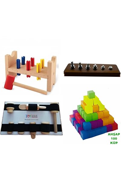 Toy Oyuncak Okul Öncesi Ahşap Oyuncak 4’lü Rehabilitasyon Özel Eğitim Seti (c...