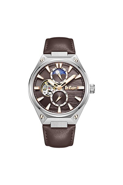 Lee Cooper LC08122.342 Men Automatic Display Watch & Leather Strap Dark Brown