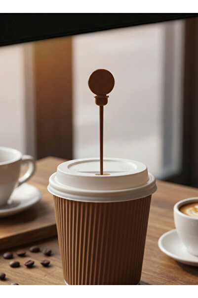 Matbaagraf 200 Adet Plastik Tıkaçlı Karıştırıcı 8-12-14-16 Oz Karton Bardak U...