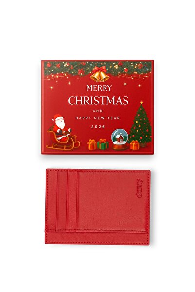 DAMY حاملة بطاقات سحرية من الجلد الطبيعي 3101 - أحمر