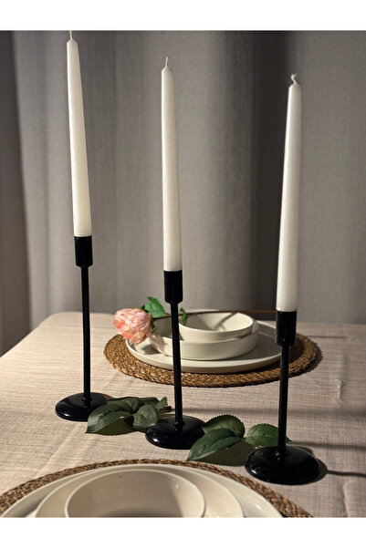 LUXAY HOME SİYAH RENK RORY 3'LÜ METAL ŞAMDAN & MUMLUK SETİ