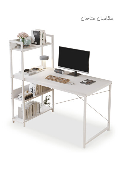 Bojasmiial مكتب كمبيوتر مريح بأربعة طوابق، تصميم عصري بسيط للمكتب المنزلي/الدراسة/الألعاب، 110×50×72 سم