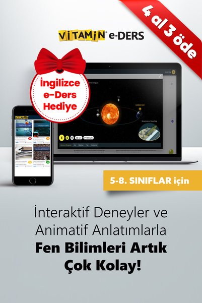 Vitamin 7. Sınıf Fen Bilimleri (e-Ders) | 1568 Yeni Nesil Soru, 1790 Dakika Video | 3D Objeler