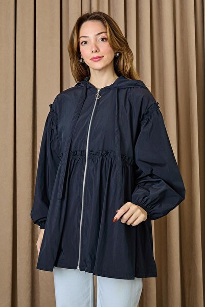 Soul Women's Ruffle Detailed Balloon Sleeve Cap - 32394Mnt - Navy