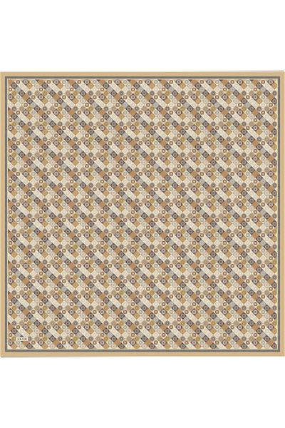 Aker Eșarfă din satin crep de mătase cu model logo bej