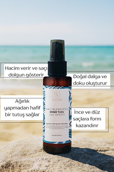 K K-CARE Cosmetics Deniz Tuzu Saç Spreyi - Doğal Dalga Sağlayan ve Hacim Veren Saç Spreyi 100 ml.